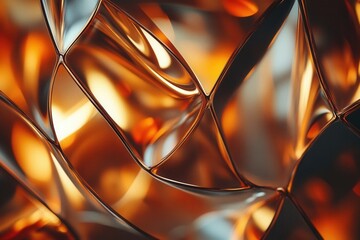 Poster - Abstract Copper Lattice with Metallic Shine and Warm Tones Creating a Luxurious and Modern Design Aesthetic