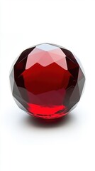 Poster - Radiant garnet gemstone on white backdrop showcasing facets and depth for jewelry design and luxury concepts