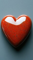 Poster - Red jasper heart stone on a gray background symbolizing love passion and healing in a studio shot with a smooth polished surface and a soft light