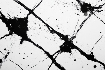 Aufkleber - Dynamic black ink splatter on white paper creating abstract expressionism texture for artistic background and modern design element