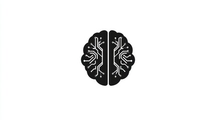 Poster - Human brain with circuit board design, abstract illustration, suitable for technology or education content