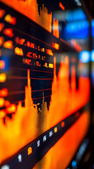 Poster - Stock market data, decline, night, office
