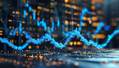 Poster - Data visualization trends business sector digital artwork urban environment close-up view analytics concept