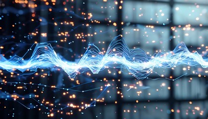 Poster - Dynamic energy wave display modern digital space graphic illustration high-tech environment abstract concept