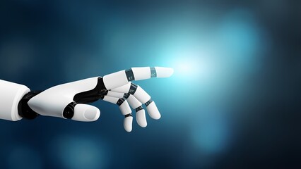 Fototapete - Exploring robotic interaction advanced technology digital space visual art futuristic environment close-up view innovation concept