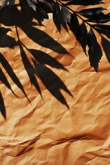 Poster - Dramatic botanical shadow play on textured paper creates captivating contrast for artistic backgrounds and elegant design projects
