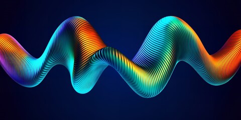 Poster - Abstract Colorful 3D Waveform Design Element Digital Art Background
