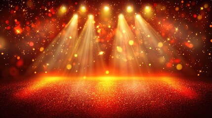 Poster - Warm orange and red stage lights creating a fiery, high-energy effect on an atmospheric background.