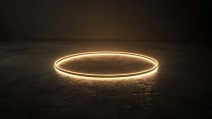 Poster - A spotlight creating a defined circle of light on a floor, casting soft gradients of light into the surrounding dark space.