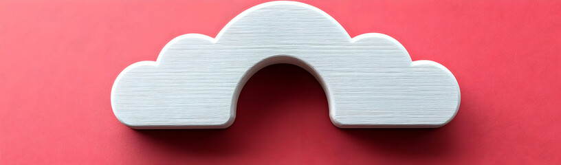 Poster - White cloud arch on red; data storage