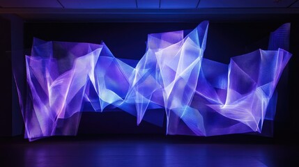 Poster - Geometric lighting patterns projected onto a dark stage, forming an abstract and modern design.