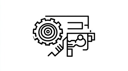 Poster - Abstract digital gear and data flow