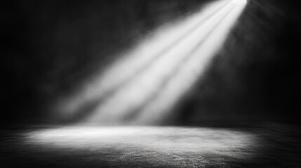 Poster - Intense spotlight focused on the floor, with sharp edges contrasting with the soft, fading shadows surrounding it.