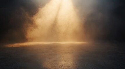 Poster - Intense spotlight shining from above, casting a dramatic focal point on a misty stage.