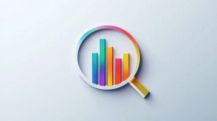 Poster - Colorful bar graph analyzed through magnifying glass