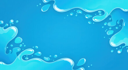 Poster - Summer background and banner with water, splash and waves in vector abstract shape