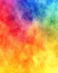 Poster - Vibrant watercolor wash background with blended hues of red orange yellow green and blue creating a colorful artistic texture