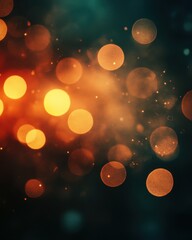 Poster - Abstract bokeh light bursts against a teal and orange backdrop creating a dreamy and ethereal visual experience perfect for festive designs