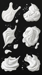 Aufkleber - Artistic arrangement of creamy white swirls against a stark black backdrop creating a modern abstract design and a minimalist visual mood