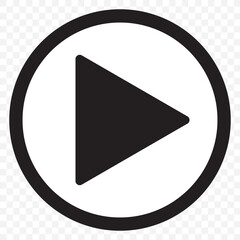 Poster - Black and white circular button with a play icon. Black play button icon isolated on transparent background. EPS 10.