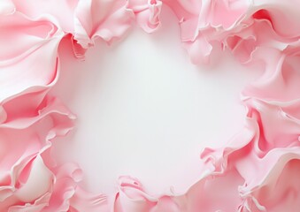 Poster - Pink liquid forming a frame on white background.