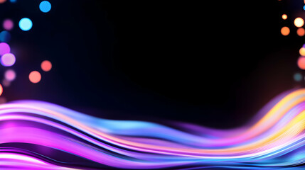 Wall Mural - Abstract Digital Wave Background with Purple Blue Pink and Orange Glowing Lights