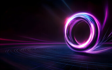Poster - A captivating abstract image featuring vibrant purple and pink swirling lights, creating a dynamic and futuristic atmosphere.