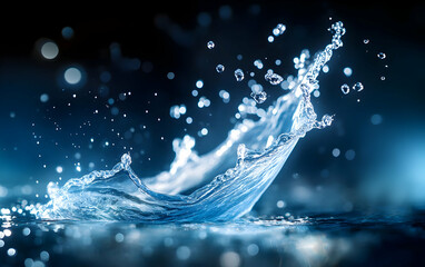 Poster - A close-up of an elegant water splash captured in motion, showcasing the beauty and fluidity of nature's elements.