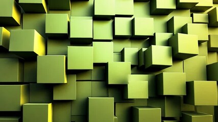 Poster - Abstract Cubes: Geometric shapes with a 3D appearance form a modern pattern on a wall, perfect for background or texture, enhanced with ambient lighting.