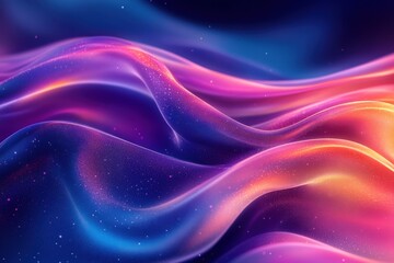 Poster - Abstract luminous waves in vibrant hues of blue purple and pink creating a mesmerizing and dreamlike visual experience with a smooth gradient