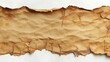 © Nadiia - A high-resolution close-up of an ancient parchment sheet with irregular burnt edges, visible cracks, and a weathered texture, isolated on a white background.