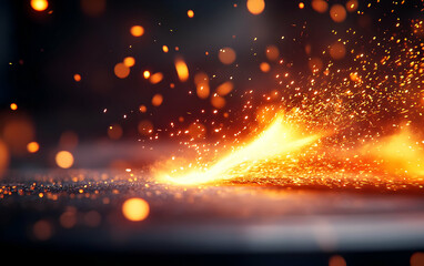 Poster - A mesmerizing display of sparks and glowing embers, illuminating the dark background with vibrant oranges and yellows.