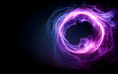 Poster - A mesmerizing swirl of purple smoke forming a circular pattern, creating a captivating visual effect against a dark background.