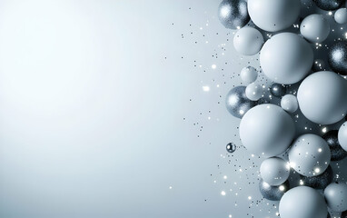Poster - A modern abstract background with silver and white spheres, providing a fresh and elegant design element for various projects.