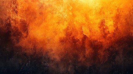 Poster - Fiery abstract background with warm orange and yellow hues blending into dark brown tones creating a dramatic and textured backdrop ideal for graphic design