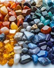 Poster - Assortment of Colorful Tumbled Gemstones Displaying a Spectrum of Natural Earth Tones and Textures