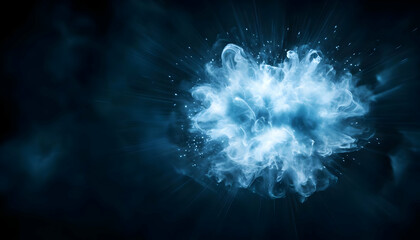 Poster - A stunning representation of energy, capturing a blue wave-like explosion against a dark background, perfect for abstract themes.