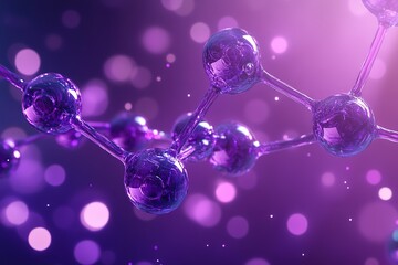 Poster - 3D Purple representation of a protein molecule against a science background, scientific illustration., 8k Photo 