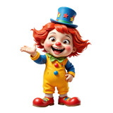 Cartoon Clown with Orange Hair and Star-Adorned Hat on transparent background