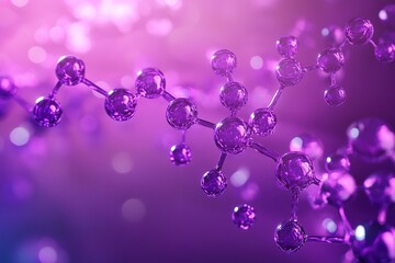 Poster - 3D Purple representation of a protein molecule against a science background, scientific illustration., 8k Photo 
