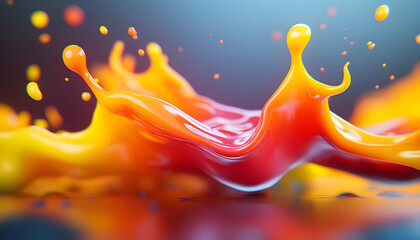 Poster - Vibrant splashes of red and yellow paint create a dynamic and colorful scene, perfect for art and design inspiration.