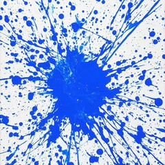 Aufkleber - Vibrant splash of royal blue paint on white canvas creating dynamic abstract art impression
