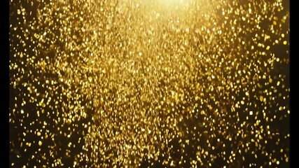 Poster - Golden confetti is falling against a black background, creating a festive and celebratory atmosphere, perfect for special occasions, holidays, or any joyful event