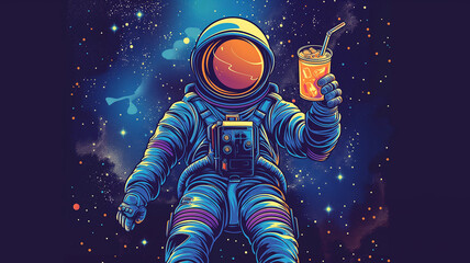 Aufkleber - This Astronauts float in zero gravity, savoring drinks while experiencing the wonders of space tourism.