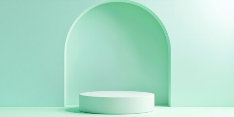Poster - White pedestal with a green wall behind it