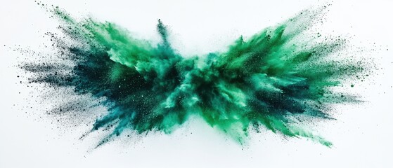 Aufkleber - Emerald Eruption A Captivating Explosion of Green Powder Paint Against a Clean White Canvas in a Dynamic Abstract Style