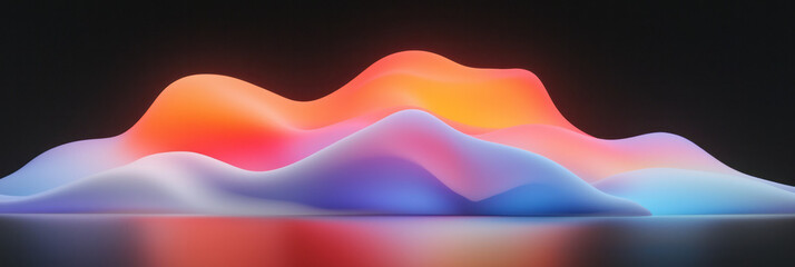 Poster - An immersive illustration of electric-hued strands rippling in parallel layers on a moody black