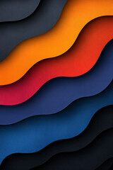 Aufkleber - A sophisticated abstract layout with neon-hued arcs radiating in gentle waves, set on a midnight