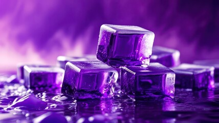 Poster - Stack of purple ice cubes