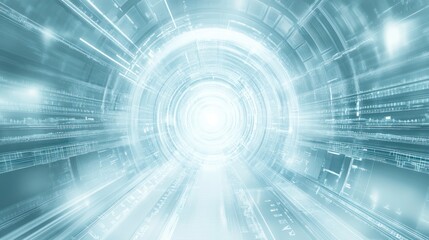 Poster - Abstract digital tunnel, futuristic, technology, light, speed, motion